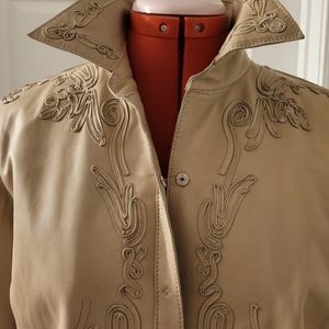 Elie Tahari Genuine Leather Embroidered Jacket